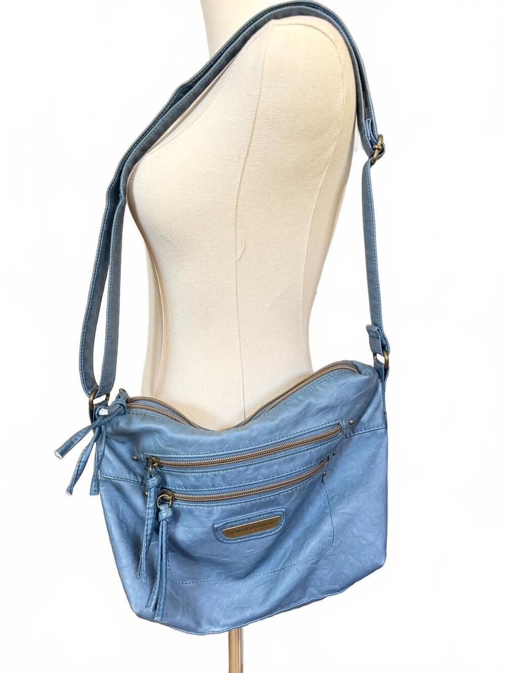 Stone Mountain Blue Leather Crossbody Shoulder Bag